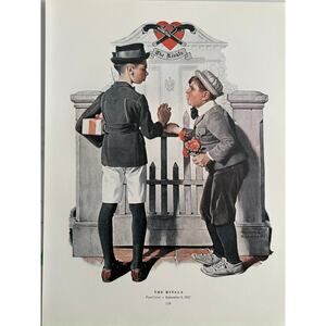 Rivals, Little Boys, Courtship Norman Rockwell, Print, Book Page, Art,